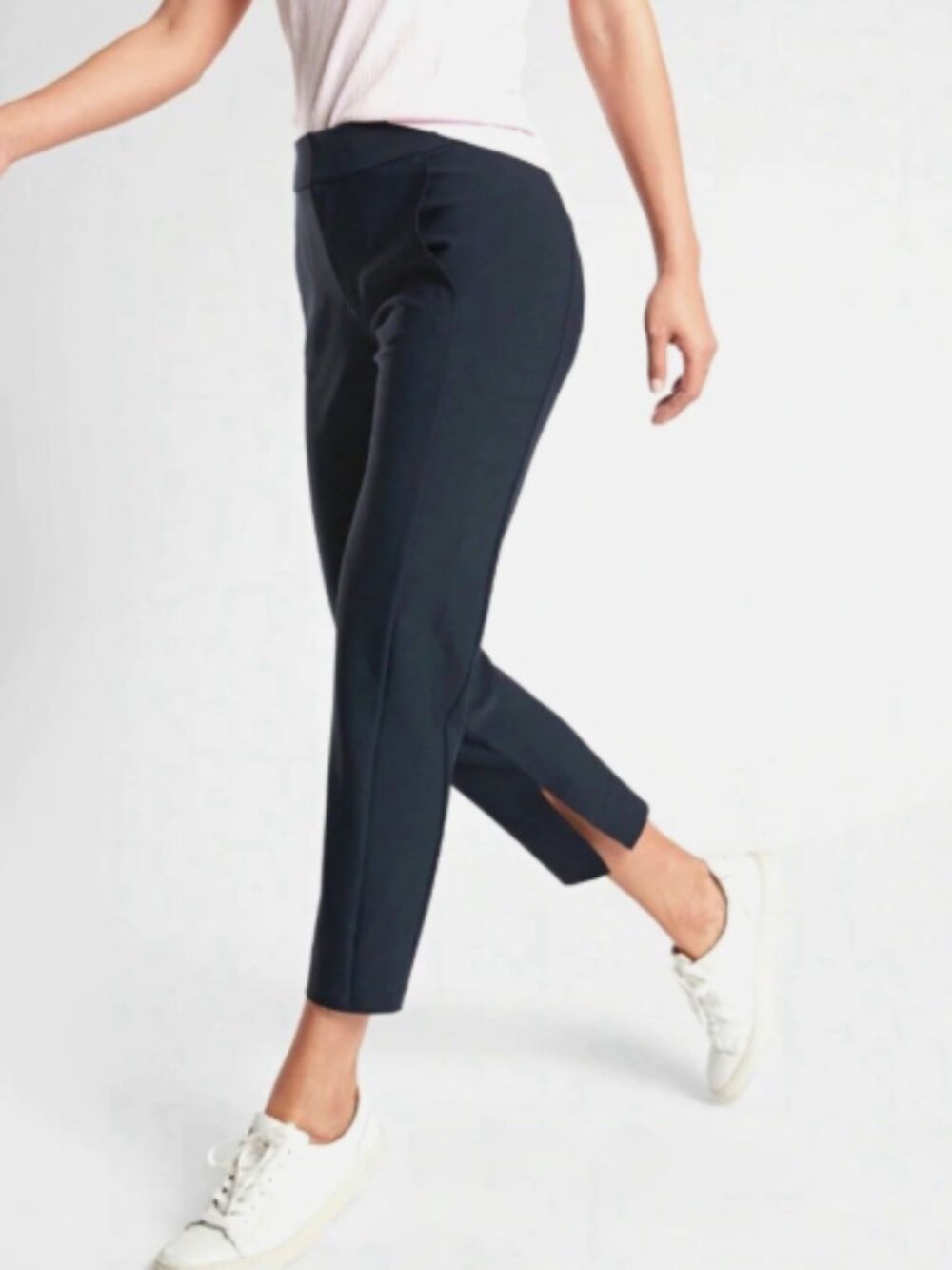 Athleta Stellar Crop Trouser, ankle slit pant in Navy Blue, Size 14 large